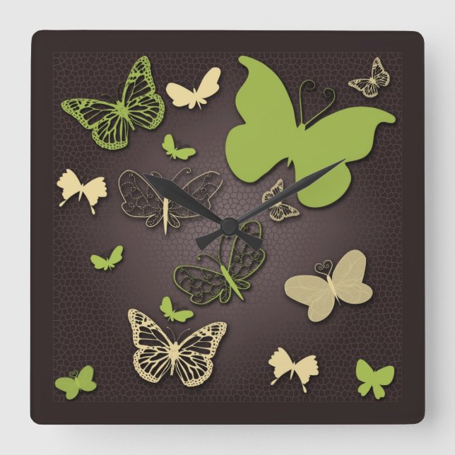 Butterflies in Warm Earth Tones Wall Clock (Front)