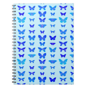 Butterflies, indigo, sky blue background notebook