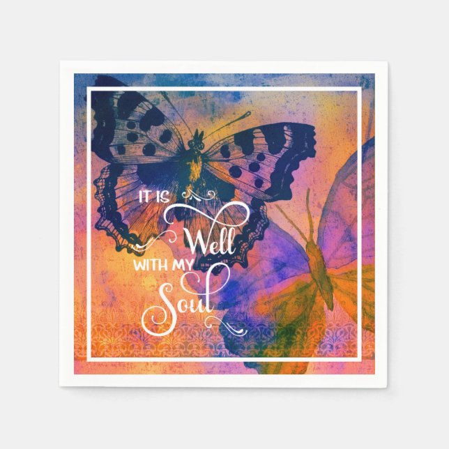 Butterflies It is well  Napkin (Front)