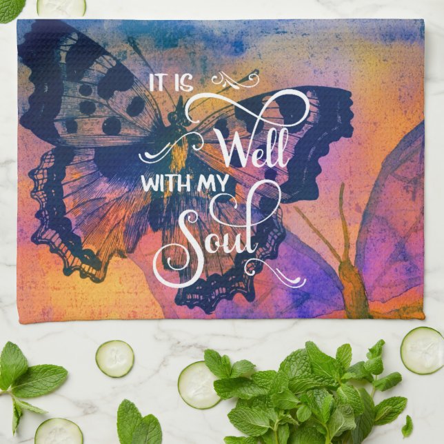 Butterflies It is well  Tea Towel (Folded)