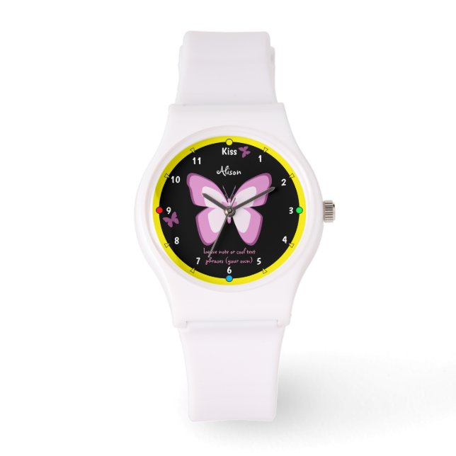 Butterflies & Kiss Watch, Girls Wonderland Fashion Watch (Front)
