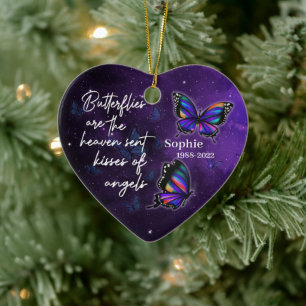 Butterflies kisses of angels - Personalised Cerami Ceramic Ornament