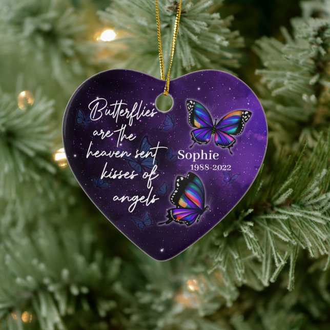 Butterflies kisses of angels - Personalised Cerami Ceramic Ornament (Tree)