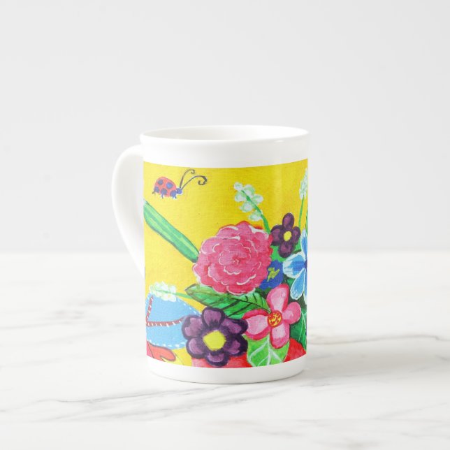 Butterflies & Ladybugs Bone China Mug (Front Left)