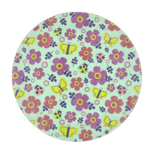 Butterflies, Ladybugs, Flowers, and Leaves Cutting Board