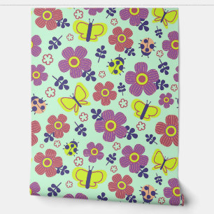 Butterflies, Ladybugs, Flowers, and Leaves Wallpaper