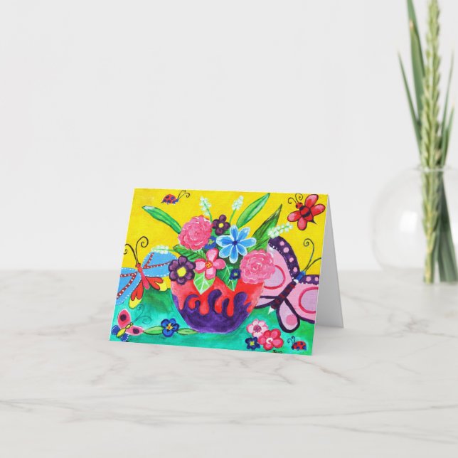 Butterflies & Ladybugs Note Card (Front)