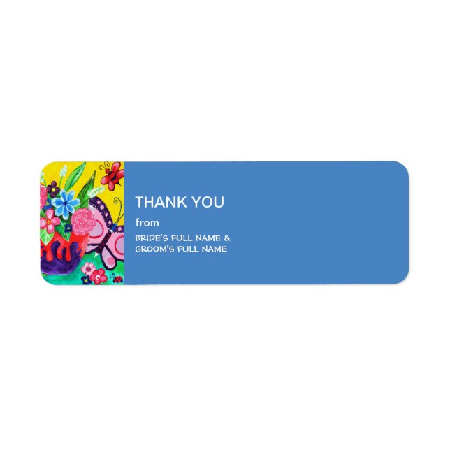 Butterflies & Ladybugs Wedding Thank You Label Return Address Label (Front)