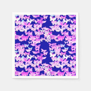Butterflies, lavender and dark blue napkin