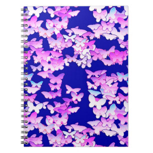 Butterflies, lavender and dark blue notebook