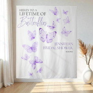 Butterflies Lavender Bridal Shower Backdrops Tapestry