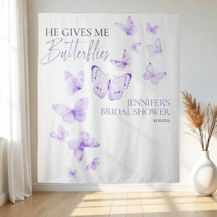 Butterflies Lavender Bridal Shower Backdrops Tapestry
