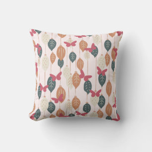 Butterflies & Leaves Boho Style Throw Pillow