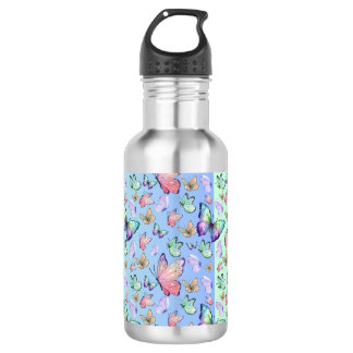 Butterflies Linear Gradient Background Pattern 532 Ml Water Bottle