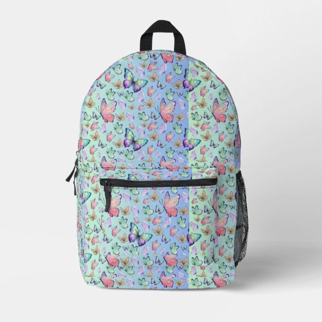 Butterflies Linear Gradient Background Pattern Printed Backpack (Front)