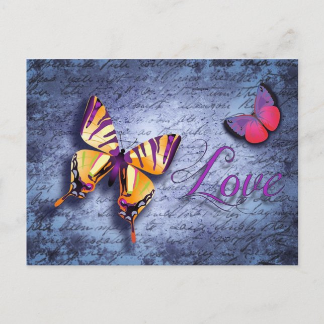 Butterflies love blue postcard (Front)