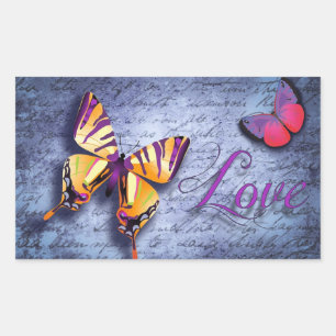 Butterflies love blue rectangular sticker