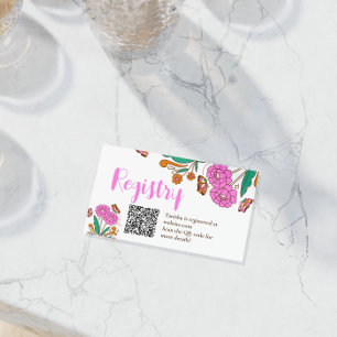 Butterflies Lovers Pink Floral Script Bridal Enclosure Card