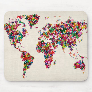 Butterflies Map of the World Map Mouse Pad