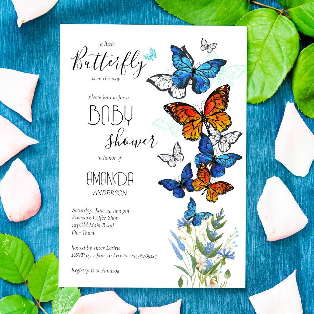 Butterflies meadow flowers baby shower invite (Creator Uploaded)