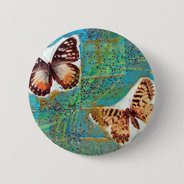 Butterflies Mixed Media Collage 6 Cm Round Badge (Front)
