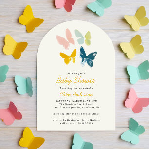 Butterflies Modern Gender Neutral Baby Shower Invitation