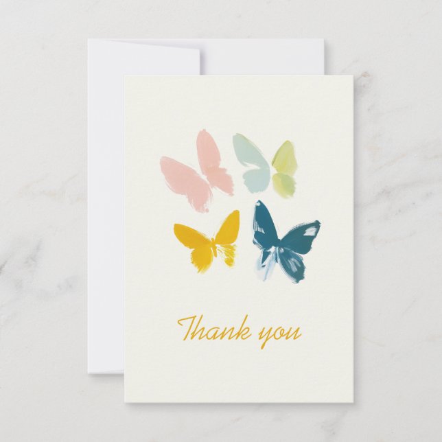Butterflies Modern Thank You Card (Front)