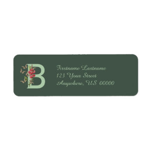 Butterflies Monogram Initial B Return Address Label