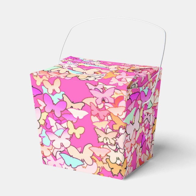 Butterflies, multi and deep pink favour box (Front Side)