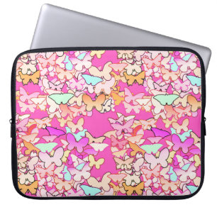 Butterflies, multi and deep pink laptop sleeve