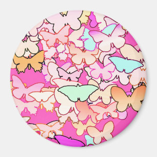 Butterflies, multi and deep pink magnet