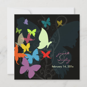 Butterflies, multi colours invitation