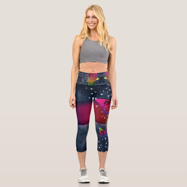 Butterflies n Rainbows Capri Leggings (Front)