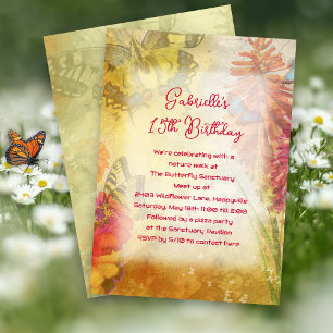 Butterflies Nature Themed Birthday Party Invitation
