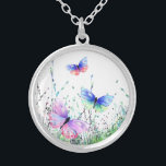 Butterflies Necklace<br><div class="desc">Necklace with Spring Joy Colourful Butterflies Flying in Nature Watercolor Painting Butterfly and Flowers Necklaces - Choose / Add Your Favourite Text / Colour - Make Your Unique Necklaces Gift - Resize and move or remove and add elements with customisation tool ! - Drawing and Design by MIGNED. You can...</div>