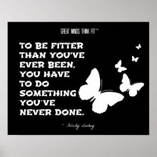 Butterflies of Fitness Motivation: Black White 005 Poster