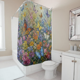 Butterflies of Paradise – A Colourful Wildflower Shower Curtain
