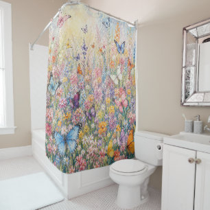 Butterflies of Paradise – A Colourful Wildflower Shower Curtain