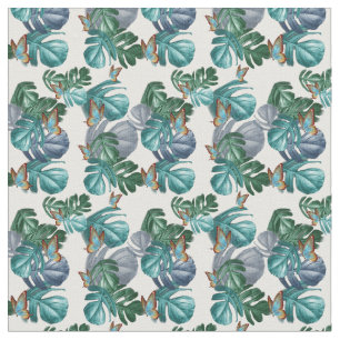 Butterflies of Paradise Tropical Splash in Blues, Fabric