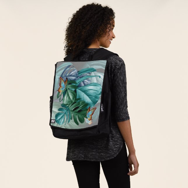 Butterflies of Paradise Tropical Turquoise Splash Backpack (Worn)