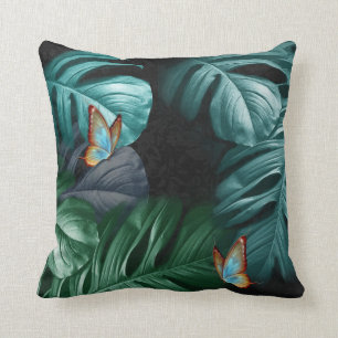 Butterflies of Paradise Tropical Turquoise Splash Cushion