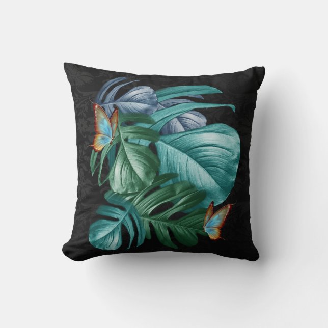 Butterflies of Paradise/Tropical Turquoise Splash Cushion (Front)