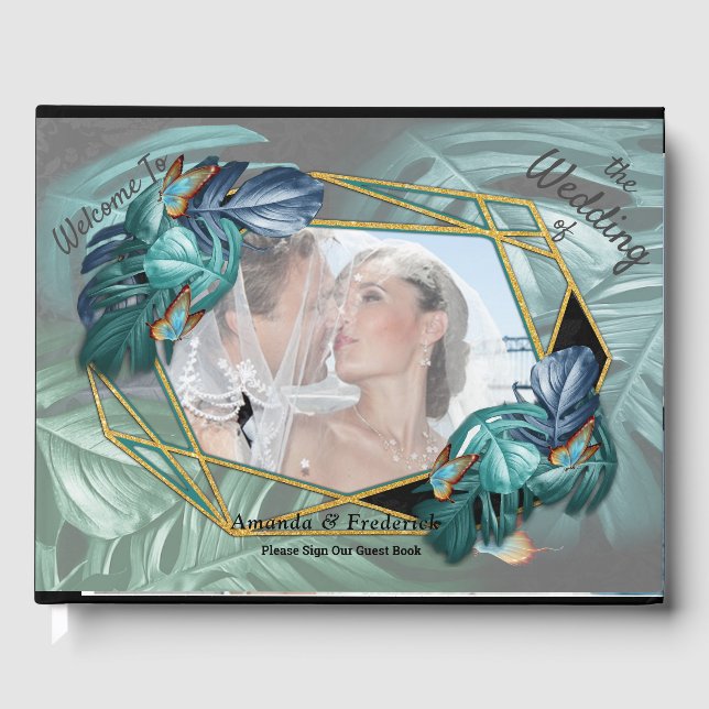 Butterflies of Paradise/Tropical Turquoise Splash Guest Book (Front)