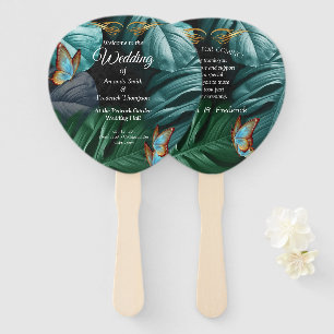 Butterflies of Paradise/Tropical Turquoise Splash Hand Fan