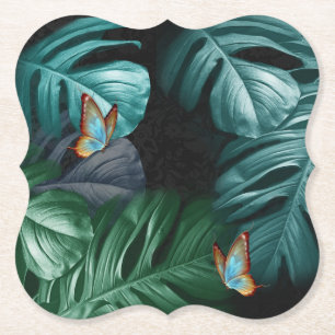 Butterflies of Paradise/Tropical Turquoise Splash Paper Coaster