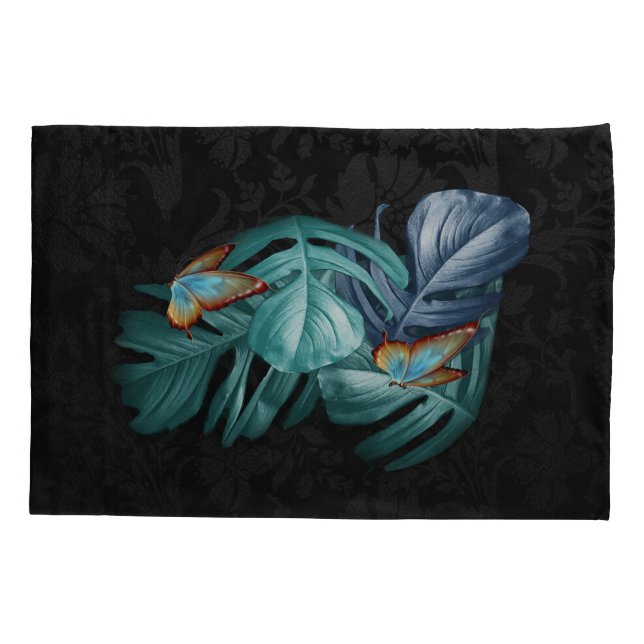 Butterflies of Paradise/Tropical Turquoise Splash Pillowcase (Back)