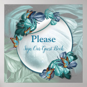 Butterflies of Paradise/Tropical Turquoise Splash Poster