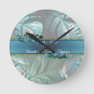 Butterflies of Paradise/Tropical Turquoise Splash Round Clock