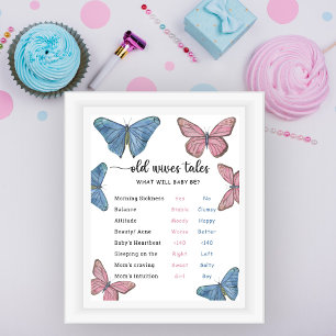 Butterflies - Old Wives Tales Gender Reveal Board  Poster