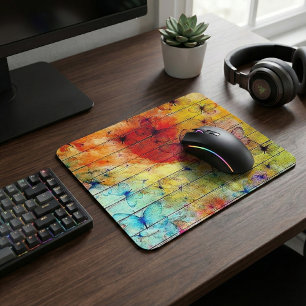 Butterflies on a Colourful Rustic Wood Mouse Pad